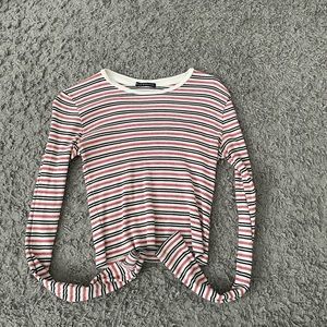 Brandy Melville striped long sleeve crop top